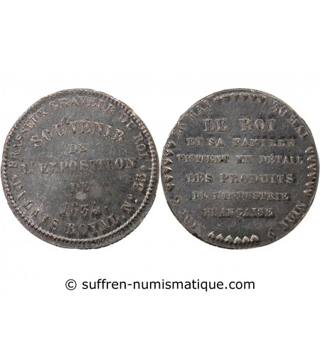 EXPOSITION DE 1834, GRAVEUR BRASSEUX – JETON ETAIN