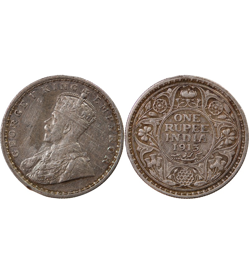 INDE, GEORGES V - RUPEE ARGENT 1913