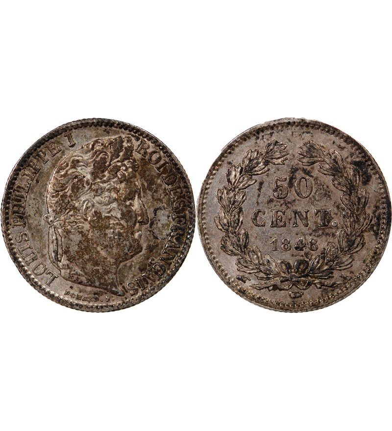 LOUIS PHILIPPE﻿ - 50 CENTIMES ARGENT 1848 A PARIS