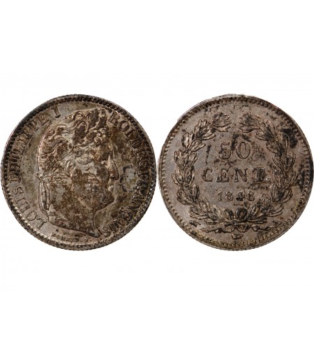 LOUIS PHILIPPE﻿ - 50 CENTIMES ARGENT 1848 A PARIS
