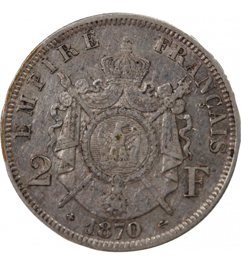 NAPOLEON III - 2 FRANCS ARGENT 1870 A PARIS