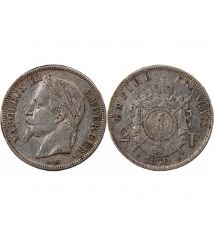 NAPOLEON III - 2 FRANCS ARGENT 1870 A PARIS 2