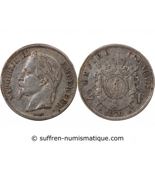 NAPOLEON III - 2 FRANCS ARGENT 1870 A PARIS