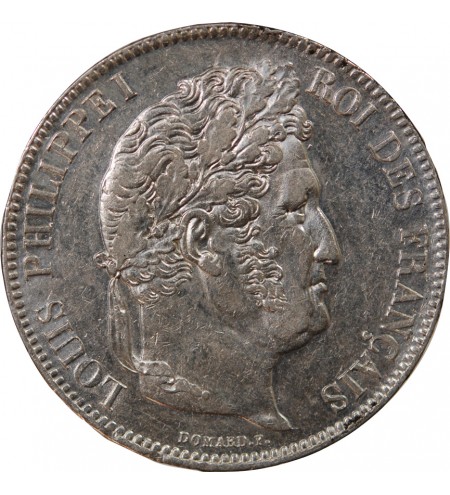 LOUIS PHILIPPE﻿ - 5 FRANCS ARGENT 1839 W LILLE "Type Domard, Tr relief"