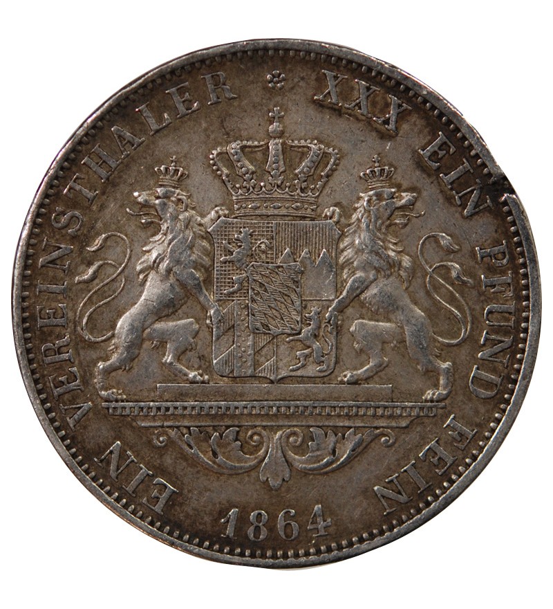 ALLEMAGNE, BAVIERE, MAXIMILIEN II - THALER ARGENT 1864