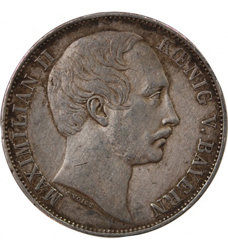 ALLEMAGNE, BAVIERE, MAXIMILIEN II - THALER ARGENT 1864