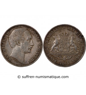 ALLEMAGNE, BAVIERE, MAXIMILIEN II - THALER ARGENT 1864