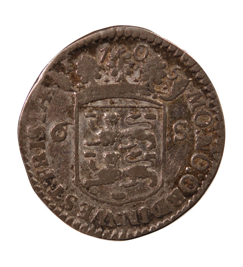 PAYS-BAS, FRISE OCCIDENTALE - 6 STUIVERS ARGENT 1705