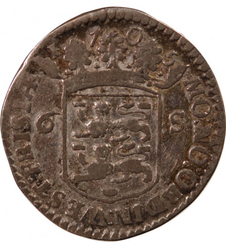 PAYS-BAS, FRISE OCCIDENTALE - 6 STUIVERS ARGENT 1705