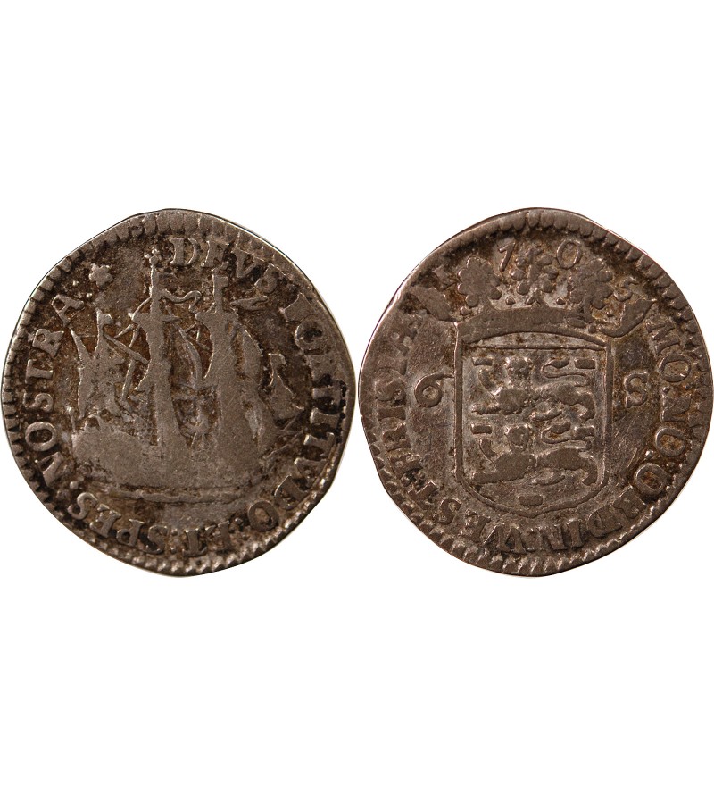 PAYS-BAS, FRISE OCCIDENTALE - 6 STUIVERS ARGENT 1705