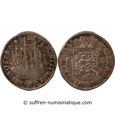 PAYS-BAS, FRISE OCCIDENTALE - 6 STUIVERS ARGENT 1705