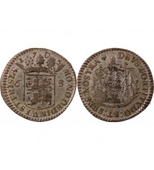 PAYS-BAS, FRISE OCCIDENTALE - 6 STUIVERS ARGENT 1705 2