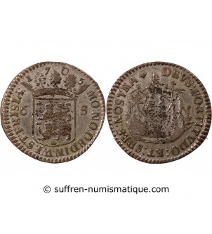 PAYS-BAS, FRISE OCCIDENTALE - 6 STUIVERS ARGENT 1705