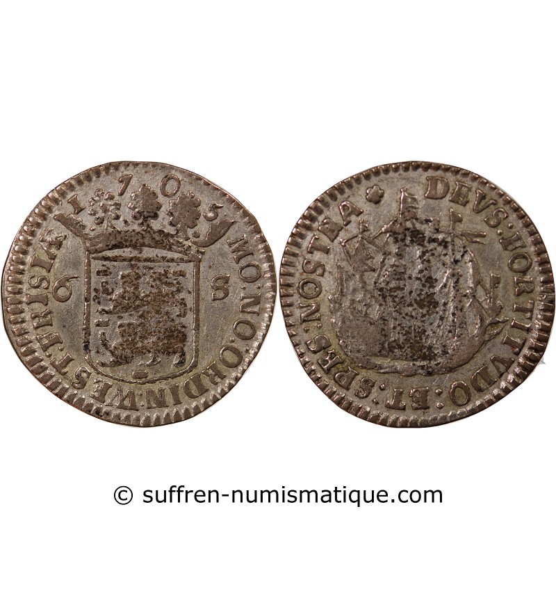 PAYS-BAS, FRISE OCCIDENTALE - 6 STUIVERS ARGENT 1705