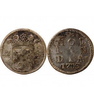 PAYS-BAS, HOLLANDE - 2 STUIVERS ARGENT 1716 2
