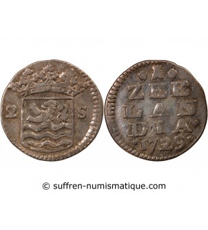 PAYS-BAS, ZELANDE - 2 STUIVERS ARGENT 1729