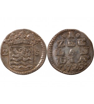 PAYS-BAS, ZELANDE - 2 STUIVERS ARGENT 1729 2