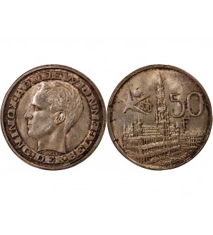 BELGIQUE, BAUDOUIN - 50 FRANCS ARGENT 1958 - LEGENDE FLAMANDE 2