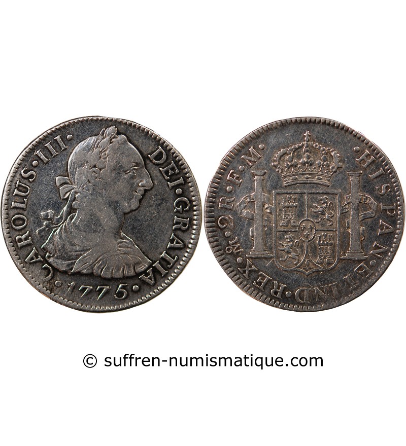 MEXIQUE, CHARLES III - 2 REALES ARGENT 1775 FM