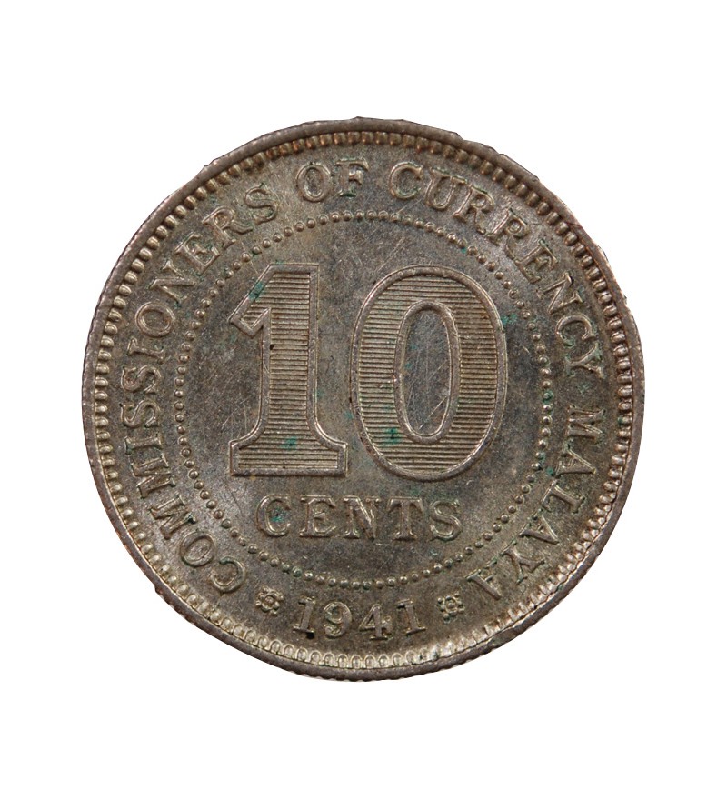 MALAISIE OCCIDENTALE, GEORGES VI - 10 CENTS ARGENT 1941