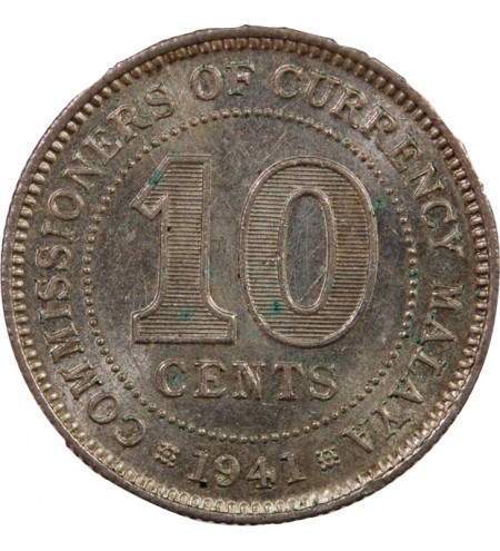 MALAISIE OCCIDENTALE, GEORGES VI - 10 CENTS ARGENT 1941