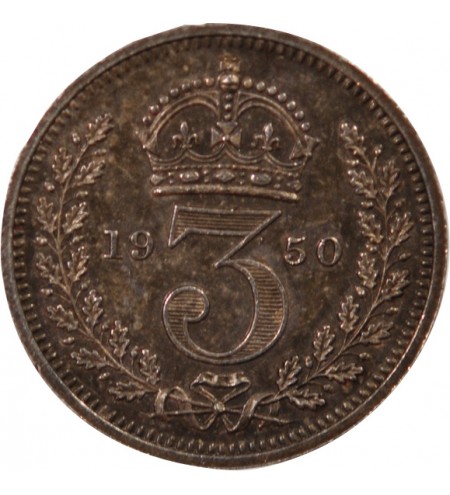 GRANDE-BRETAGNE, GEORGES VI - 3 PENCE ARGENT 1950 MAUNDY