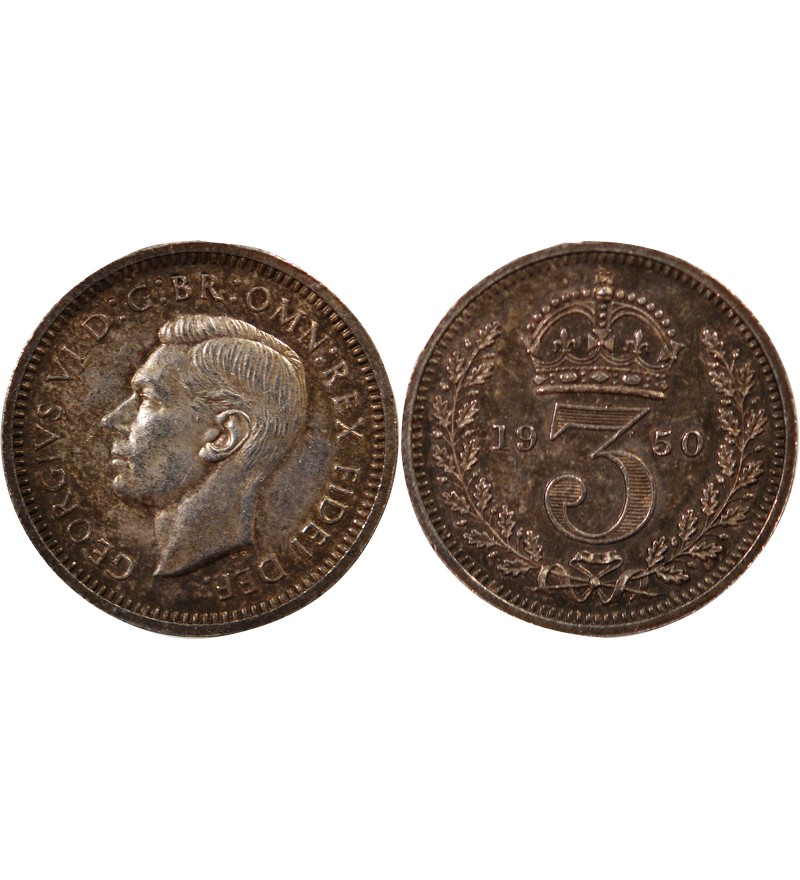 GRANDE-BRETAGNE, GEORGES VI - 3 PENCE ARGENT 1950 MAUNDY