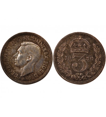 GRANDE-BRETAGNE, GEORGES VI - 3 PENCE ARGENT 1950 MAUNDY