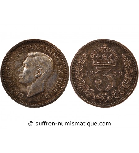 GRANDE-BRETAGNE, GEORGES VI - 3 PENCE ARGENT 1950 MAUNDY
