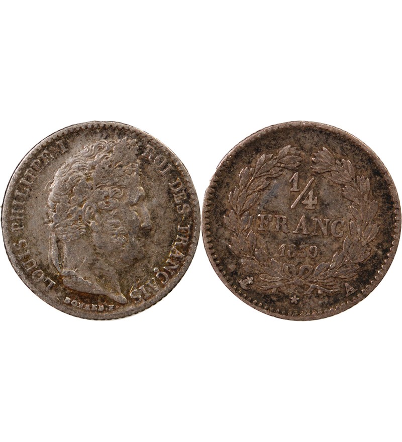 LOUIS PHILIPPE﻿ - 1/4 FRANC ARGENT 1839 A PARIS