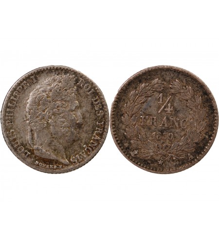 LOUIS PHILIPPE﻿ - 1/4 FRANC ARGENT 1839 A PARIS