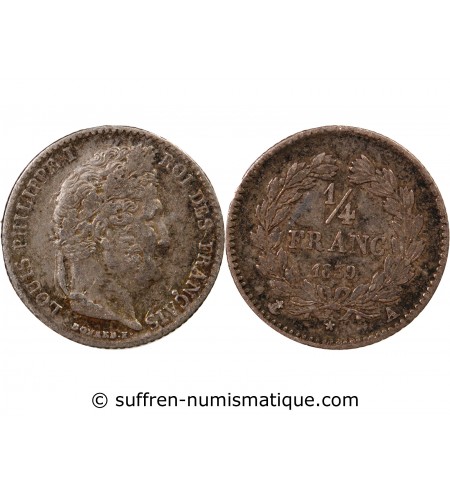 LOUIS PHILIPPE﻿ - 1/4 FRANC ARGENT 1839 A PARIS