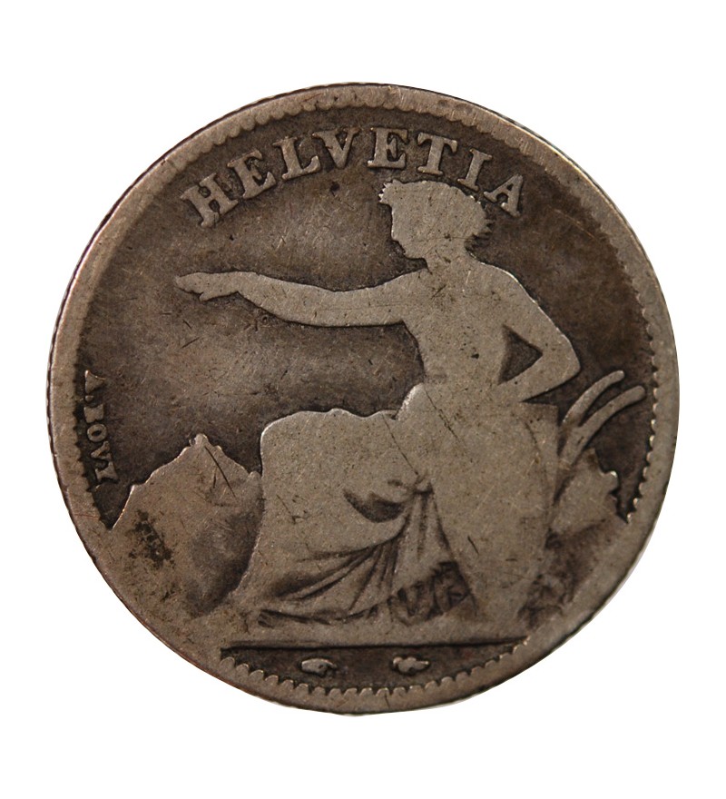SUISSE, HELVETIA ASSISE - 1 FRANC ARGENT 1850 A PARIS