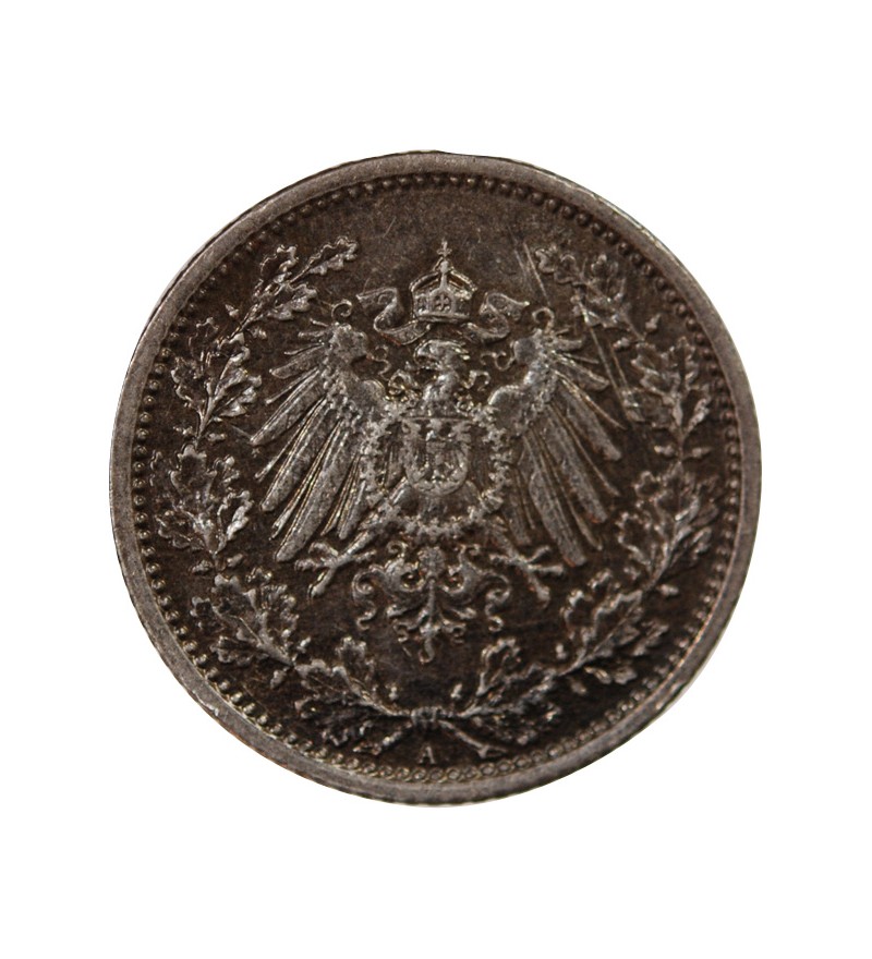 ALLEMAGNE, WILHELM II - 1/2 MARK ARGENT 1918 A BERLIN