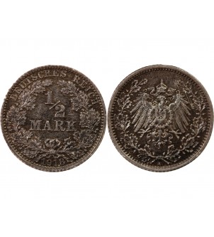 ALLEMAGNE, WILHELM II - 1/2 MARK ARGENT 1918 A BERLIN 2