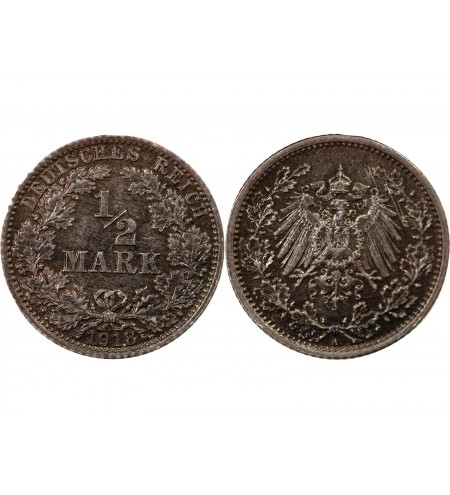 ALLEMAGNE, WILHELM II - 1/2 MARK ARGENT 1918 A BERLIN