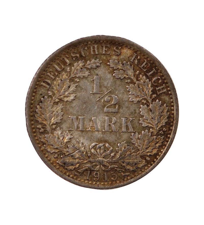 ALLEMAGNE, WILHELM II - 1/2 MARK ARGENT 1915 A BERLIN