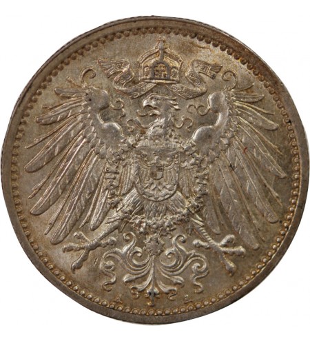 ALLEMAGNE, WILHELM II - 1 MARK ARGENT 1914 E MÜLDENHUTTEN