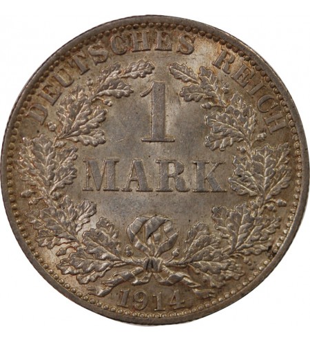 ALLEMAGNE, WILHELM II - 1 MARK ARGENT 1914 E MÜLDENHUTTEN