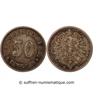 ALLEMAGNE, WILHELM Ier - 50 PFENNIG ARGENT 1876 B HANOVRE