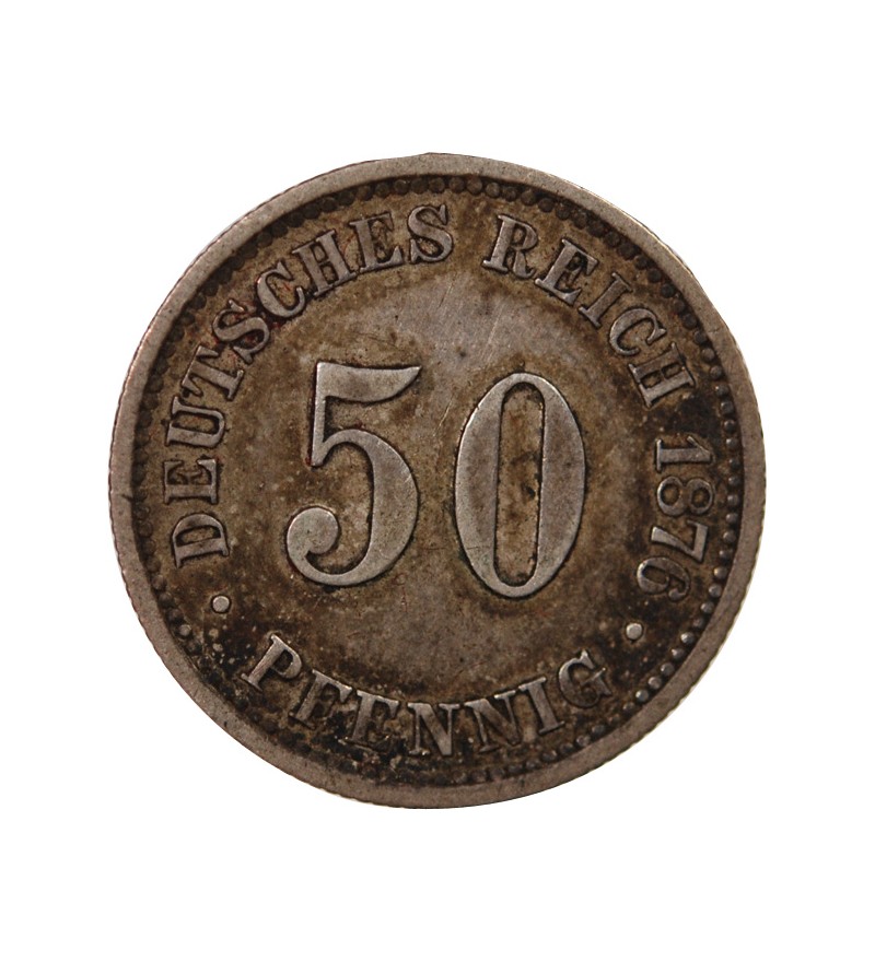 ALLEMAGNE, WILHELM Ier - 50 PFENNIG ARGENT 1876 B HANOVRE