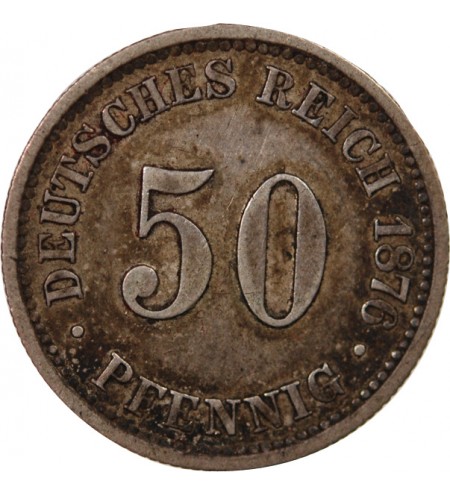 ALLEMAGNE, WILHELM Ier - 50 PFENNIG ARGENT 1876 B HANOVRE