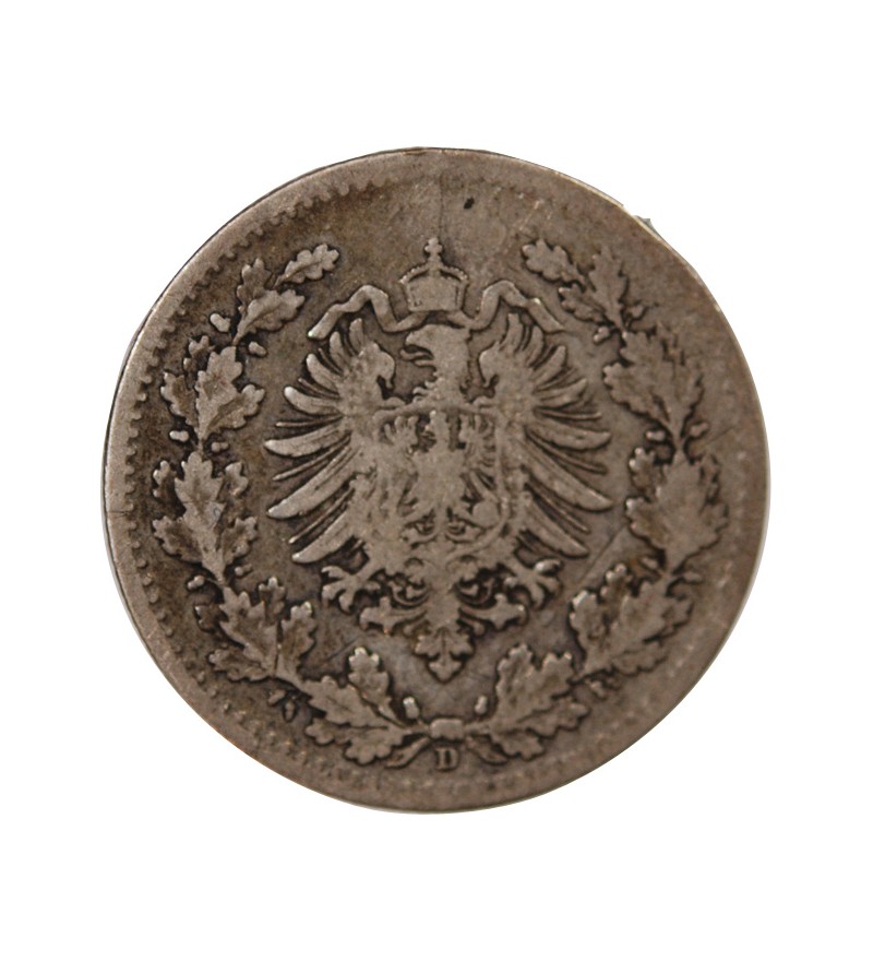 ALLEMAGNE, WILHELM Ier - 50 PFENNIG ARGENT 1877 D MUNICH