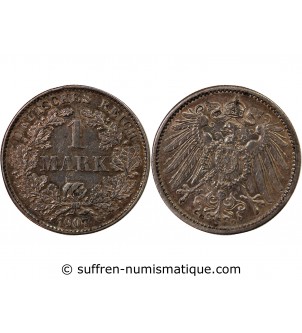 ALLEMAGNE, WILHELM II - 1 MARK ARGENT 1907 G KARLSRUHE
