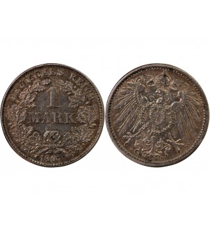 ALLEMAGNE, WILHELM II - 1 MARK ARGENT 1907 G KARLSRUHE 2