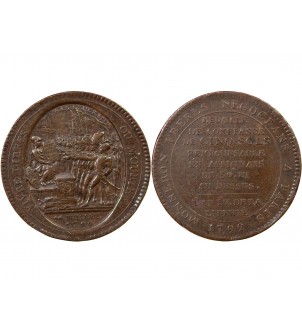 MONNAIE DE CONFIANCE - MONNERON 5 SOLS AU SERMENT 1792 L'AN IV 2