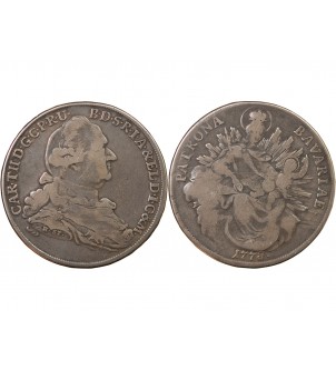 ALLEMAGNE, BAVIERE, KARL THEODOR - THALER ARGENT 1778 HST 2
