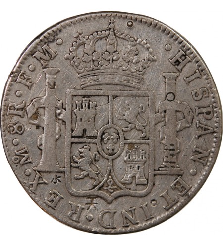 MEXIQUE, CHARLES III - 8 REALES ARGENT 1785 FM - Contremarques