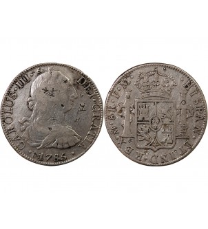 MEXIQUE, CHARLES III - 8 REALES ARGENT 1785 FM - Contremarques 2