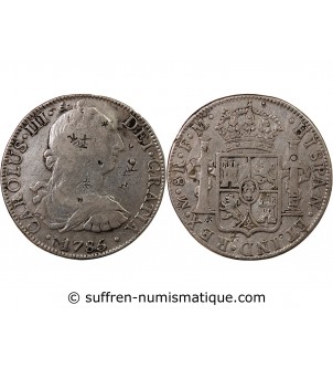 MEXIQUE, CHARLES III - 8 REALES ARGENT 1785 FM - Contremarques